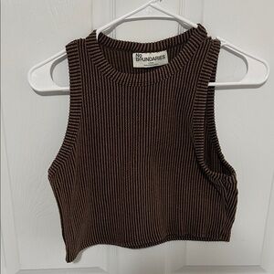 No Boundaries Chocolate Ribbed Crop Top + midi skirt set
